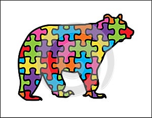 Bear With Autism Puzzle Pieces