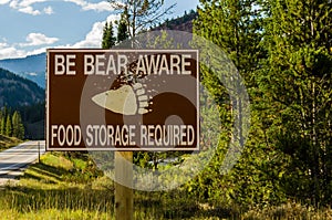 Bear Aware sign in remote area