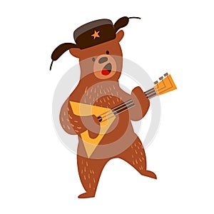 Bear with balalaika vector illustration. Russian tradicional symbol. T photo