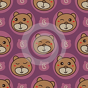 Bear bear head only seamless pattern