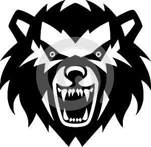 Bear - black and white vector illustration photo