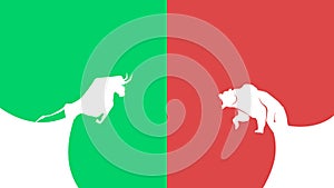 Bear and Bull confront each other. Bear and Bull Market Concept. investment banner