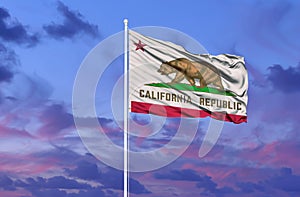 bear california flag windy aback backwards republic flagpole pictogram symbol. photo