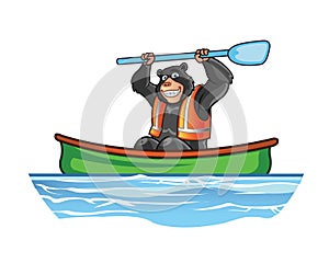Bear in Canoe Cartoon