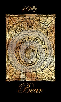 Bear. Card of Lenormand oracle deck Gothic Mysteries
