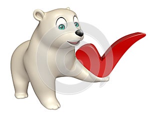 Bear cartoon character with right sign