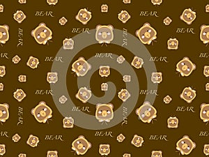 Bear cartoon character seamless pattern on brown background