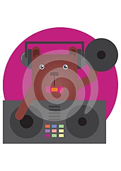 bear cartoon deejay. Vector illustration decorative design