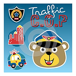 Bear cartoon the funny traffic cop