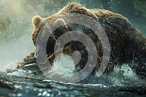 Bear Catching Fish: National Geographic Shot photo