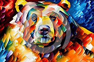 Bear colorful oil knife painting