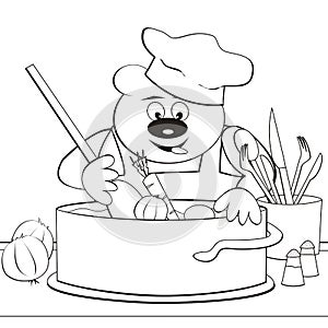 Bear - cook, coloring-book