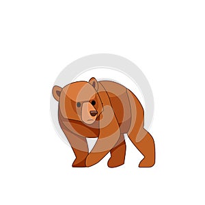 Bear cub frightened. Cartoon character of baby mammal animal. Wild forest creature with brown fur. Vector flat