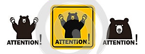 Bear danger sign logo. Isolated bear danger sign on white background