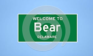 Bear, Delaware city limit sign. Town sign from the USA.