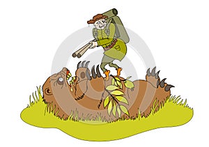 Bear and a hunter
