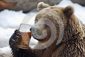 Bear drinking beer. Generate AI