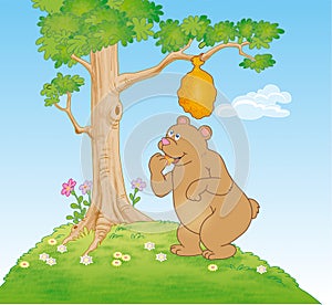 Bear eating honey