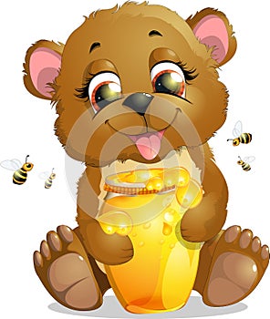 Bear eats honey photo
