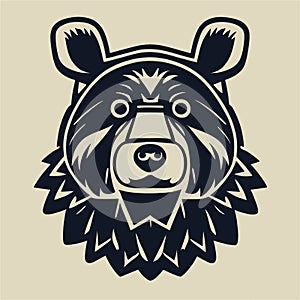 Bear face vector illustration. Pop art animal wild chimp head, creative character mascot logo symmetry design. Bright neon colors