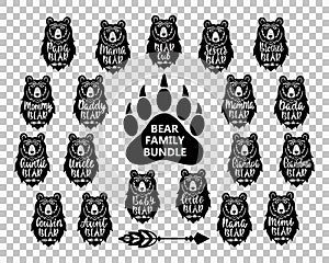 Bear family bundle: Mama, papa, baby, brother, sister, momma, daddy, grampy, grammy, uncle, auntie. photo