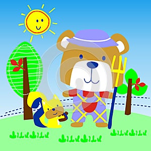 Bear in the farm vector
