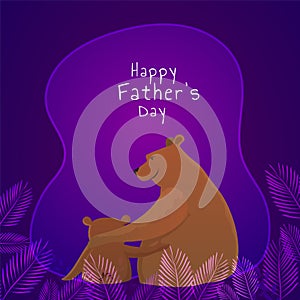 Bear father and son duo on shiny purple background, Happy Father
