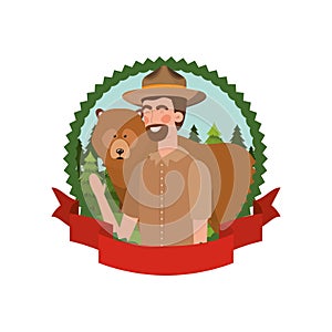 Bear forest animal and ranger of canada design