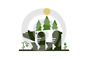 Bear in forest vector illustration EPS 10 file