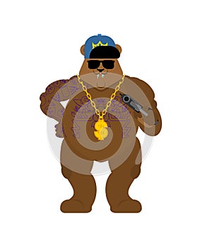 Bear gangster. Cool Beast. SWAG gangsta. Grizzly guy rapper