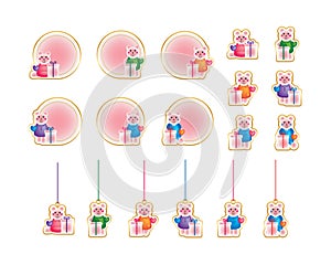 Bear gift love colorful sticker set