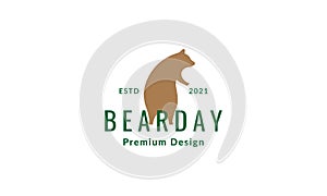 Bear grizzly stand vintage logo vector icon illustration design