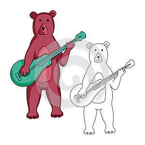 Bear with guitar vector illustration