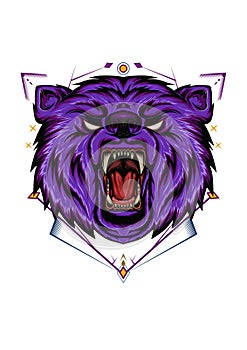 BEAR HEAD ILLUSTRATION, angry bear mascot