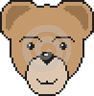 Bear head in pixel art style. Vector illustration for game or de
