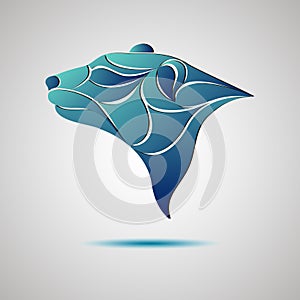 Bear head profile logo. Stock vector illustration.