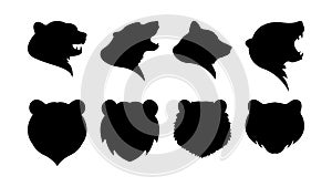 Bear Head Silhouette Vector Animals Icons