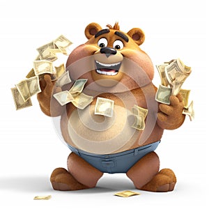 bear holding money