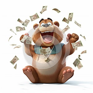 bear holding money