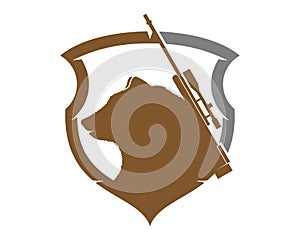 Bear hunter inside the shield protection logo