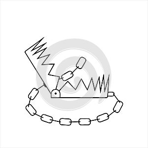 Bear Hunting Trap, Animal Snare, Beartrap. Flat Vector Icon illustration.