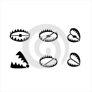 Bear Hunting Trap, Animal Snare, Beartrap. Flat Vector Icon illustration.