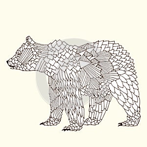 Bear illustration on simple yellow background