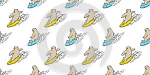 Bear isolated Polar Bear surf seamless pattern ocean wave vector illustration wallpaper background doodle