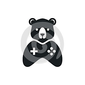 Bear and Joystick Game Logo Vector Design.