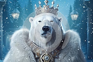 bear king, polar bear in crown.