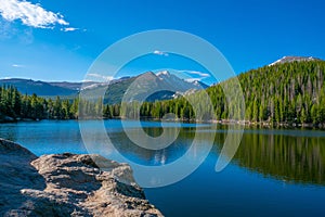 Bear Lake in Rocky Mountain National Park with Wasatch and Bear River Mountains