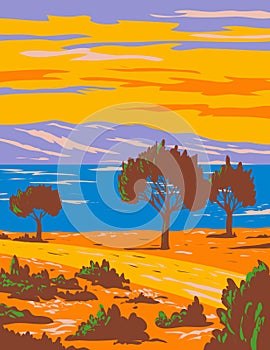 Bear Lake State Park Along the Shore of Rendezvous Beach Utah USA WPA Poster Art