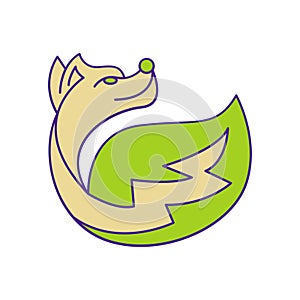 Bear with leaf logo design template.