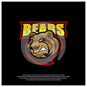 Bear Logo design vector. Modern professional grizzly bear logo for a sport team